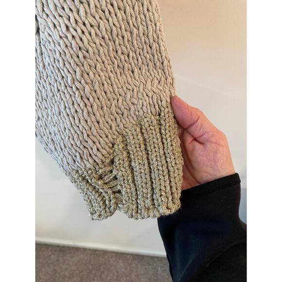 Moth  by Anthropologie Gray Distressed Metallic Trim Hooded Sweater Size XS - Picture 3 of 9